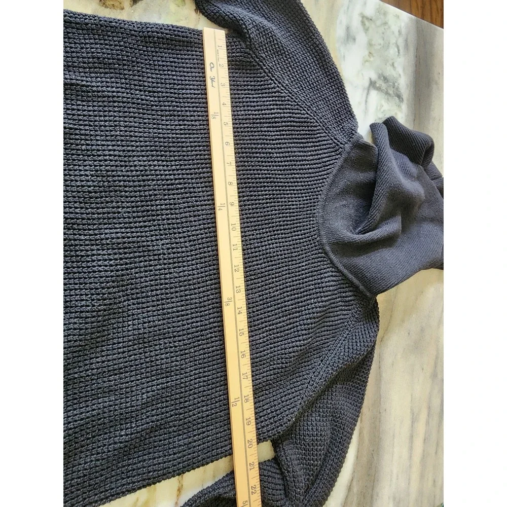 Michael Kors Womens Black Cowl Neck Waffle Knit Sweater Size Medium Cotton Blend